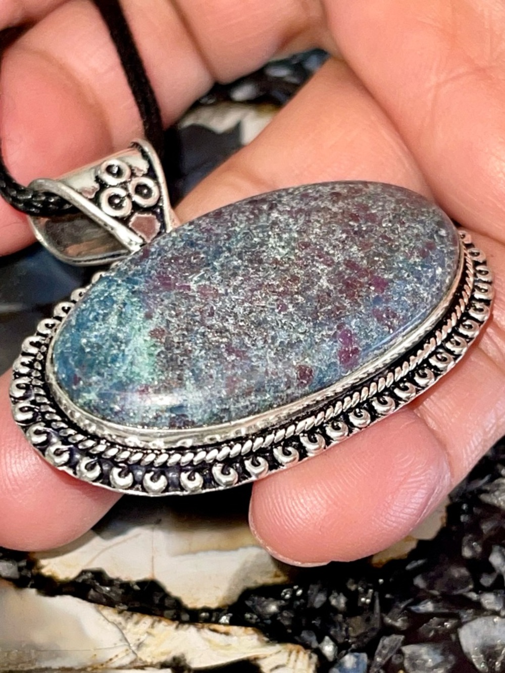 Ruby in Kyanite Pendant 1 1/2”x 2”